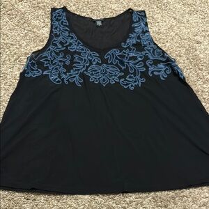 Torrid Black and Blue Embroidered Tank Top